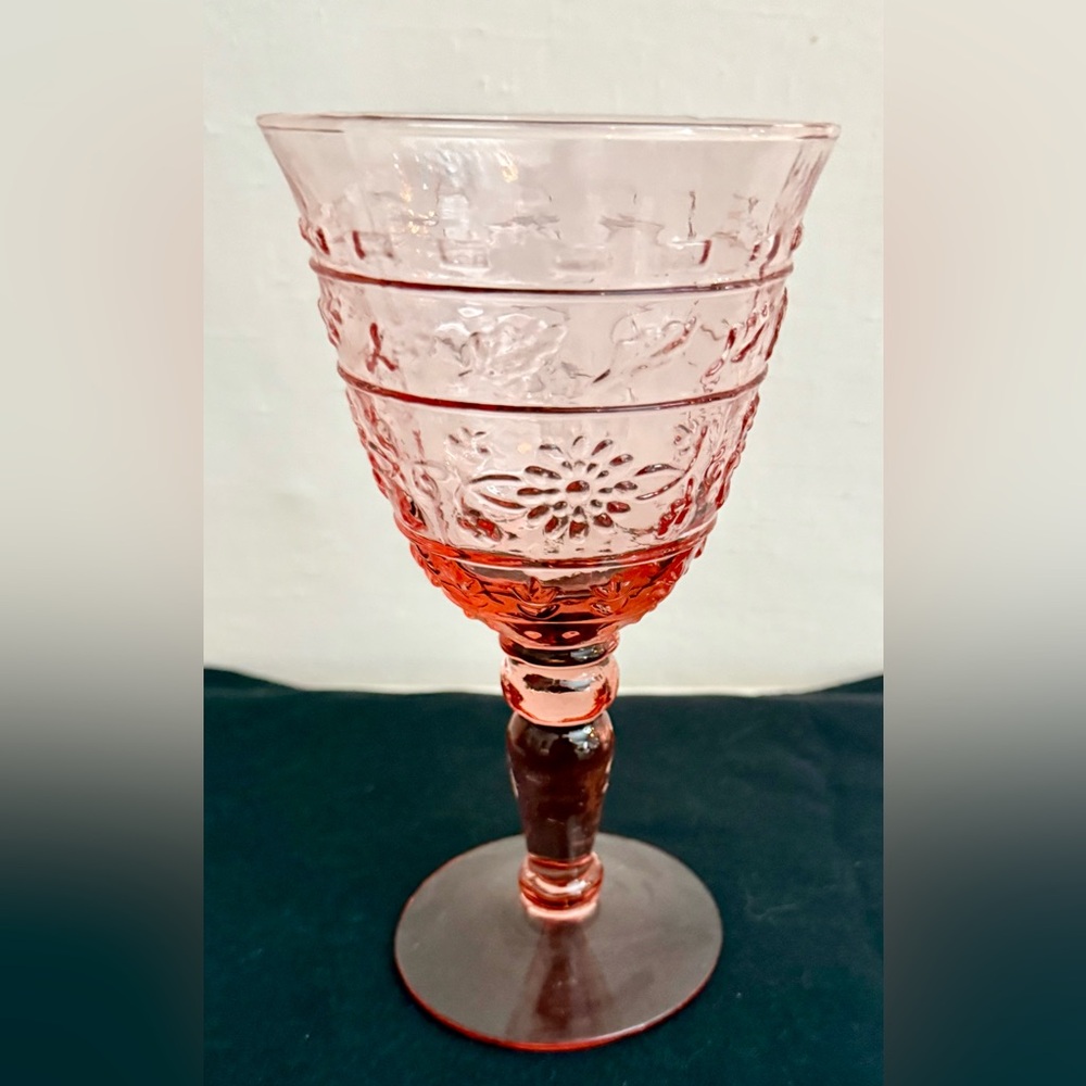 Mikasa “Tender Leaves Pink” stemmed glass. 12oz